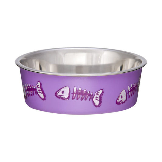 Loving Pets Extra Small Lilac Fish Skeleton Cat Bowl