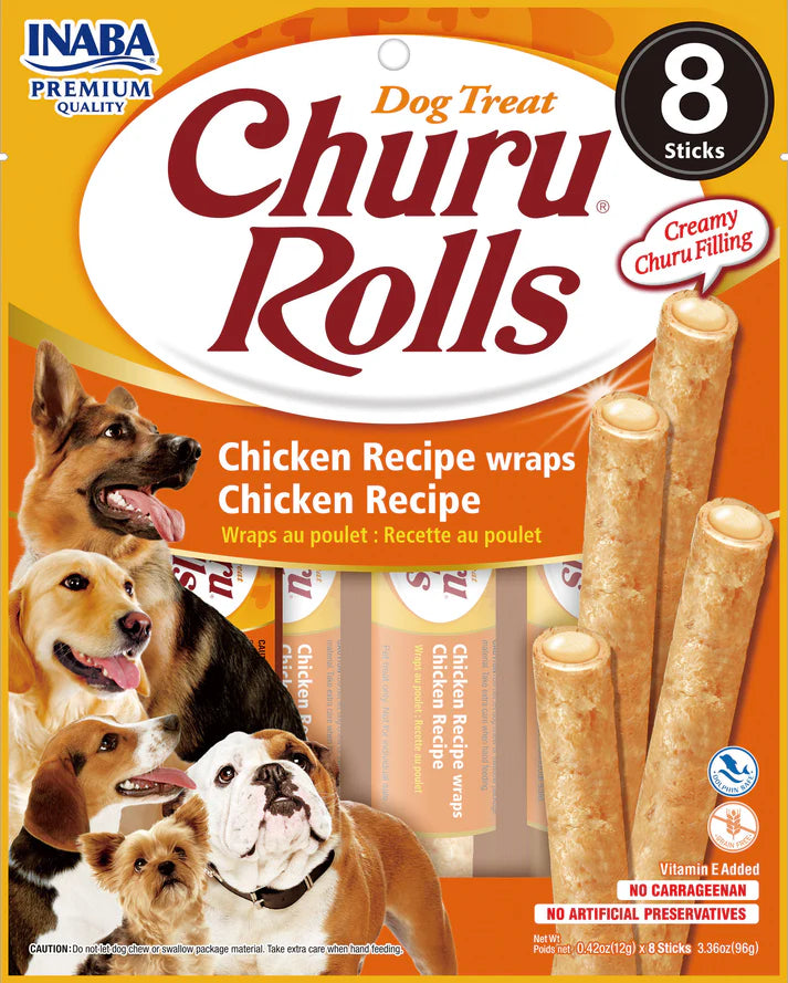 Inaba Churu Rolls Chicken Dog Treats 8 x 12g