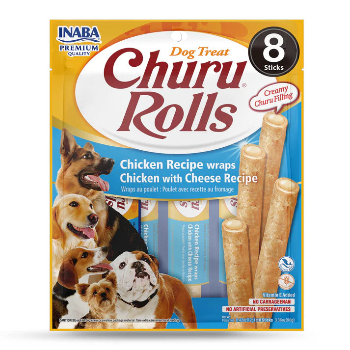 Inaba Churu Rolls Chicken and Cheese Dog Treats 8 x 12g
