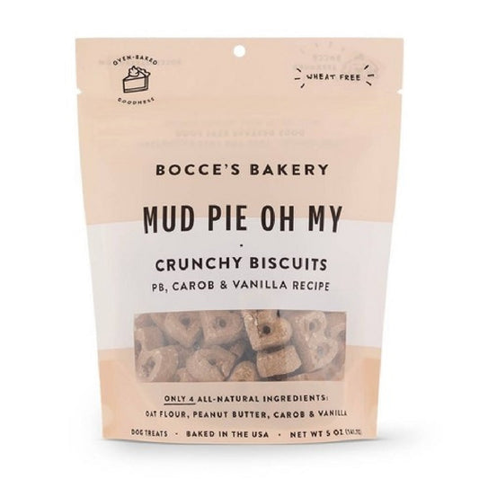 Bocce's Bakery Mud Pie Oh My Crunchy Biscuits PB, Carob & Vanilla Recipe Dog Treats 141.7g