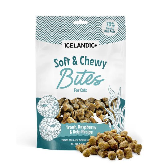 Icelandic+ Soft and Chewy Bites Trout, Raspberry and Kelp Recipe Cat Treats 51g