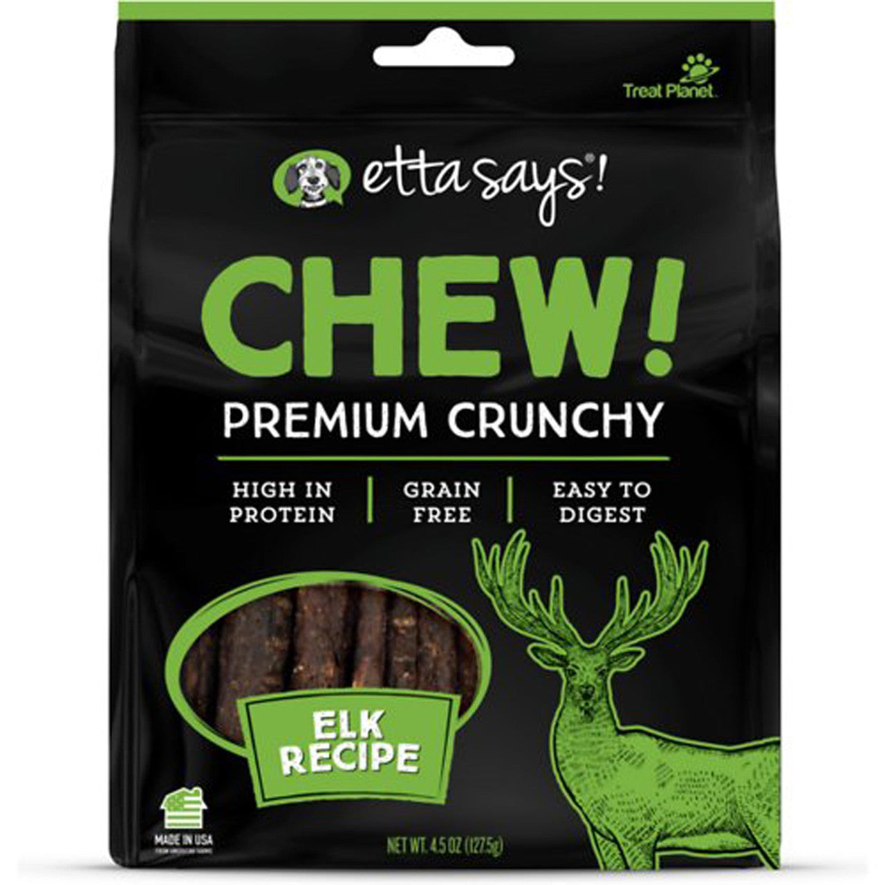 Etta Says Chew! Crunchy Elk Recipe Dog Treats 127.5g