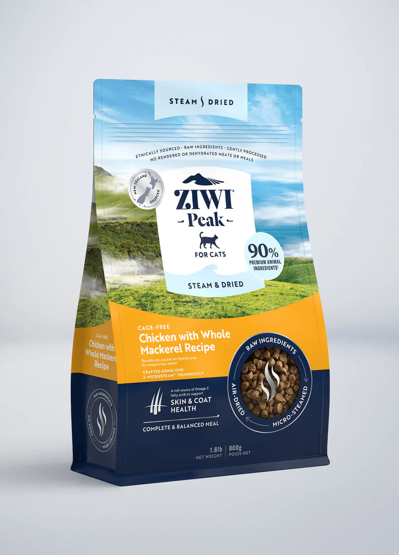 Ziwi Peak Steam-Dried Chicken Mackerel Dry Cat Food 800g
