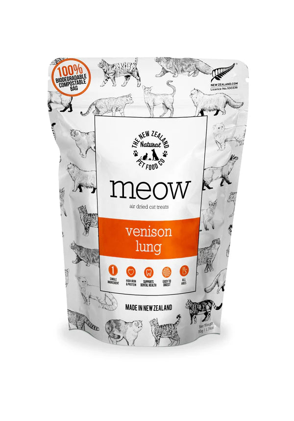 The New Zealand Natural Pet Food Co Meow Air-dried Venison Lung Dry Cat Food 50g