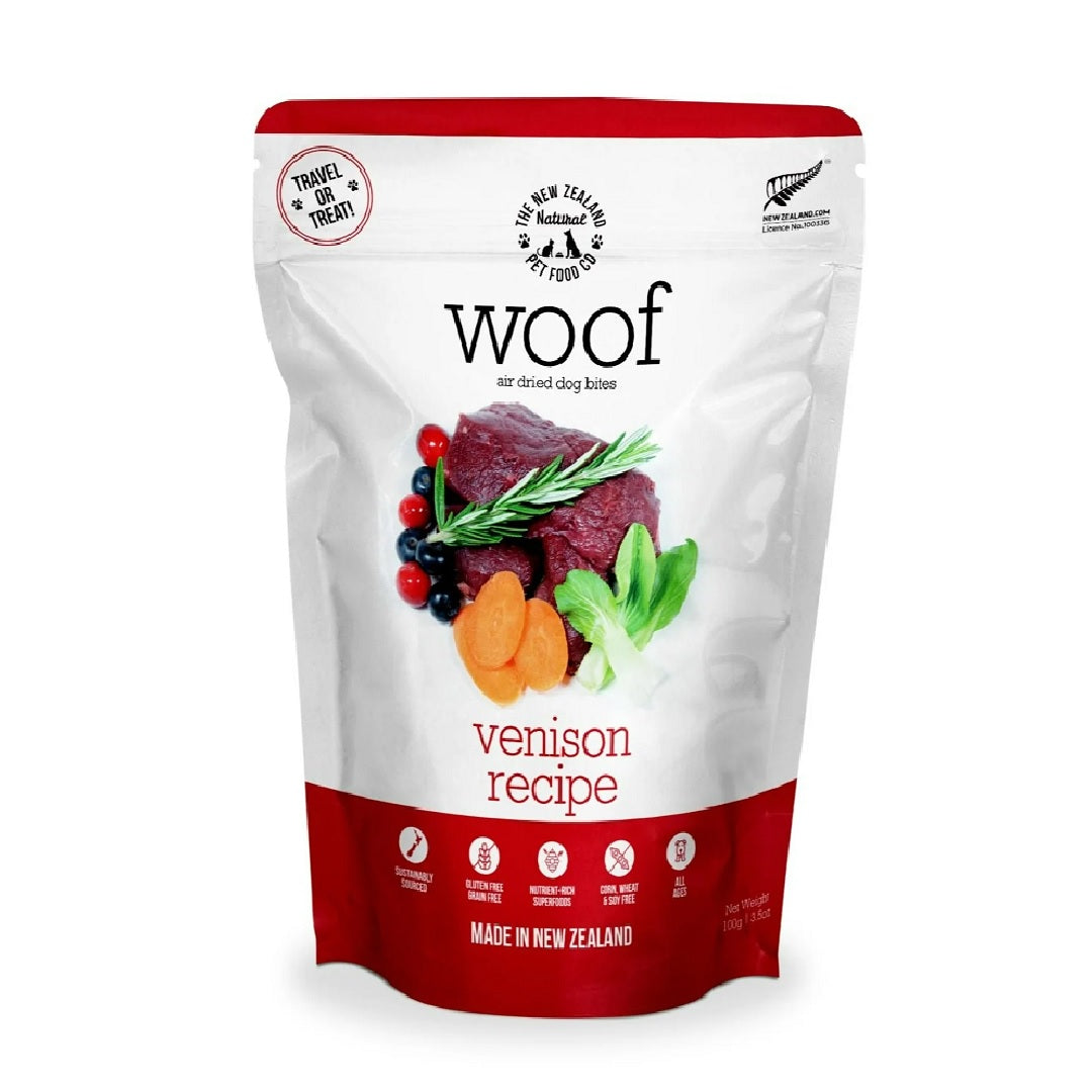 Woof Dog Treat Air-Dried Venison 100g – Bow and Wow Online