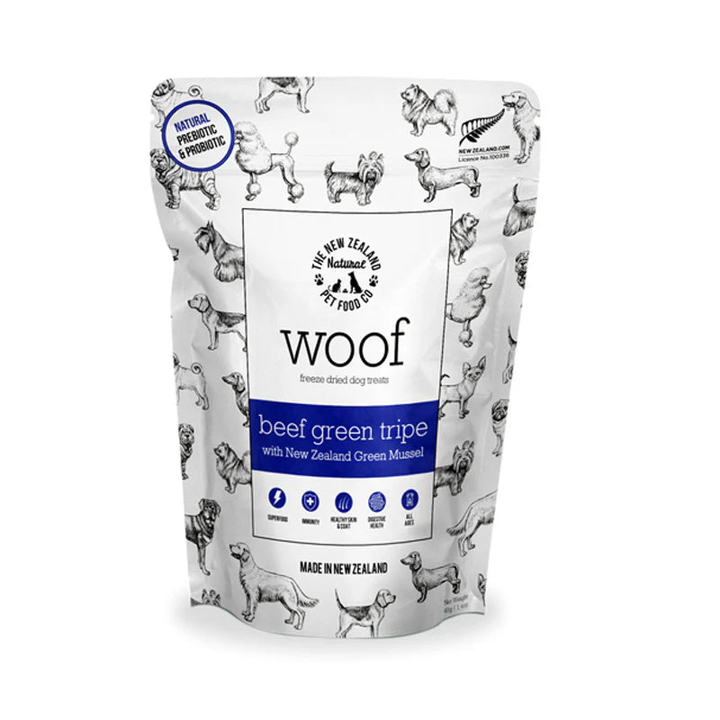 The New Zealand Pet Co Woof Freeze-dried Green Tripe Beef Dog Treat 40g