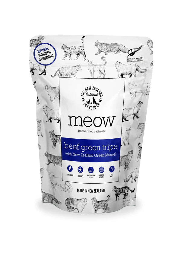 The New Zealand Natural Pet Food Co Meow Freeze-dried Green Tripe Beef Cat Treats 40g
