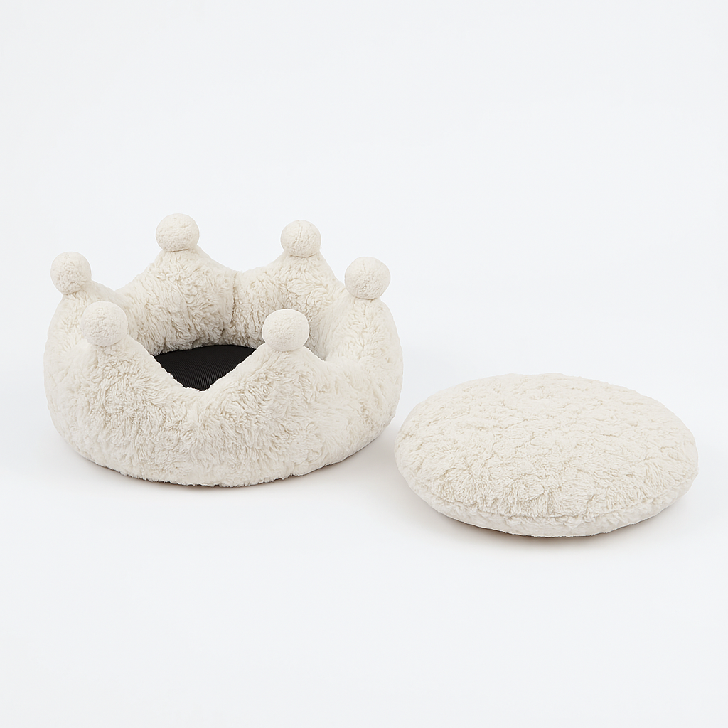 PetPals Crown Ivory Bed for Cats 43cm