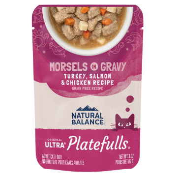 Natural Balance Platefulls Cat Food Indoor Turkey, Salmon & Chicken Formula in Gravy 85g