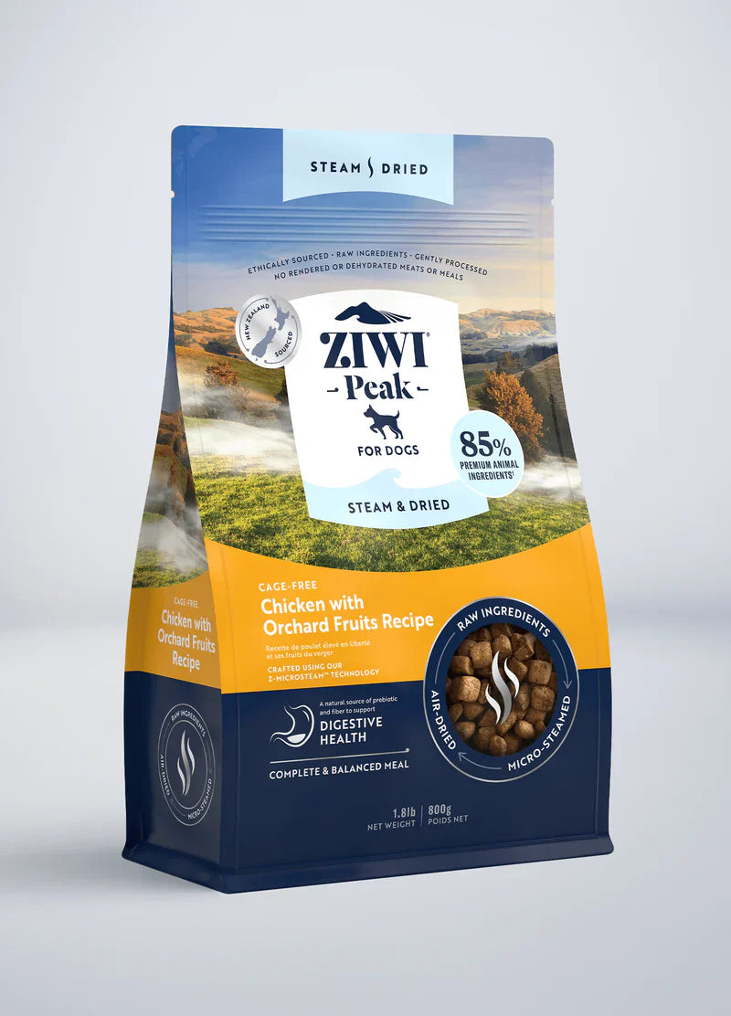 Ziwi Peak Steam & Dried Cage-free Chicken with Orchard Fruits Recipe Dry Dog Food 800g