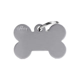 My Family Basic Aluminum Big Grey Bone Pet ID Tag