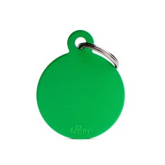 My Family Basic Aluminum Big Green Circle Pet ID Tag