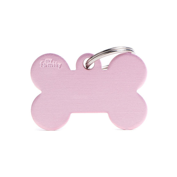 My Family Basic Aluminum Big Pink Bone Pet ID Tag