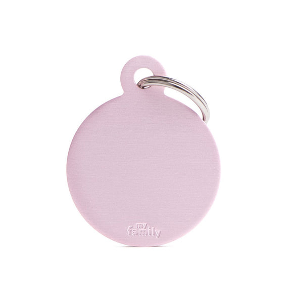 My Family Basic Aluminum Big Pink Circle Pet ID Tag