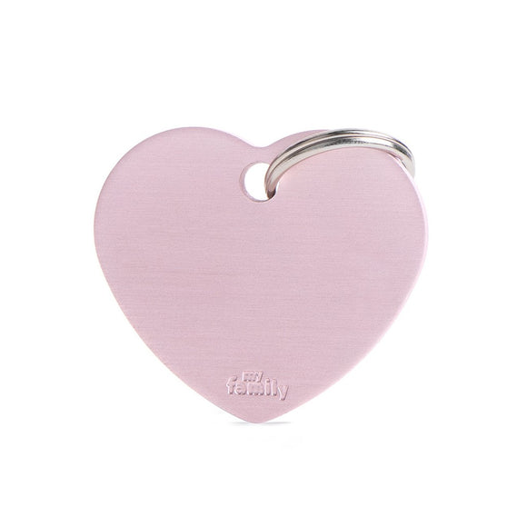 My Family Basic Aluminum Small Pink Heart Pet ID Tag