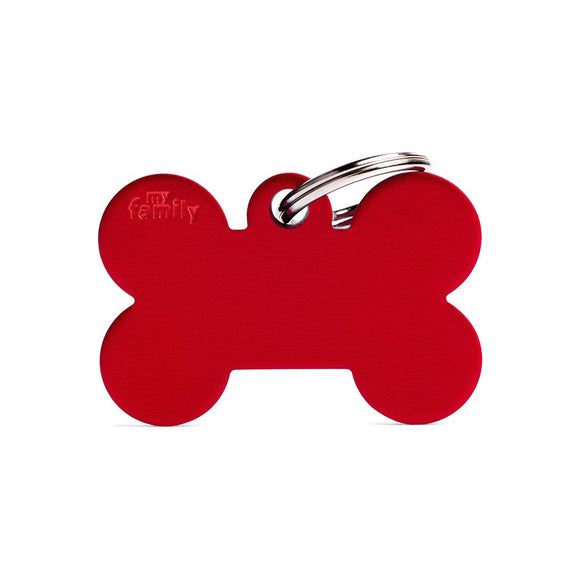 My Family Basic Aluminum Small Red Bone Pet ID Tag