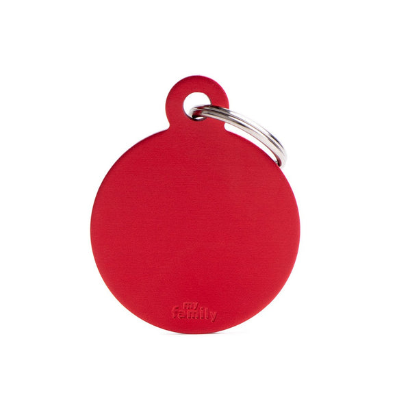 My Family Basic Aluminum Big Red Circle Pet ID Tag