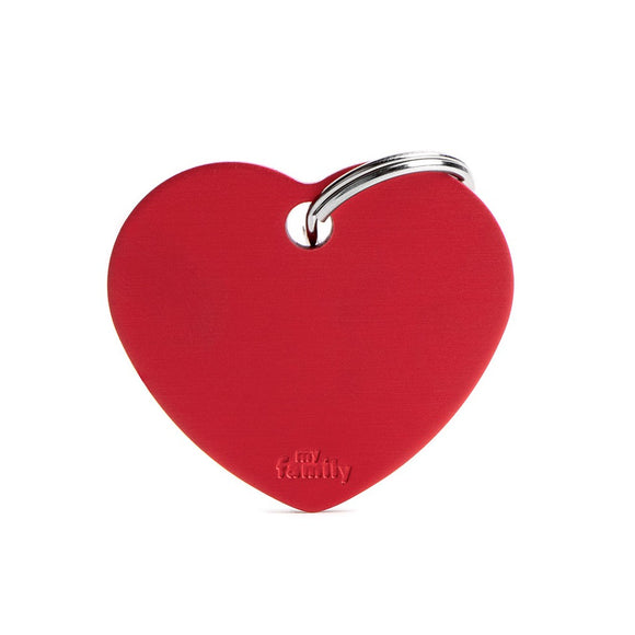 My Family Basic Aluminum Small Red Heart Pet ID Tag