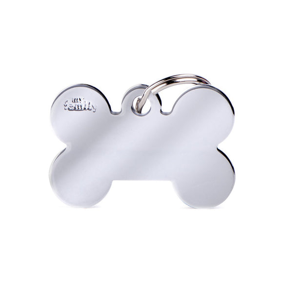 My Family Basic Chrome Big Bone Pet ID Tag