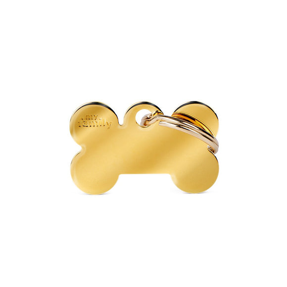 My Family Basic Gold Small Bone Pet ID Tag