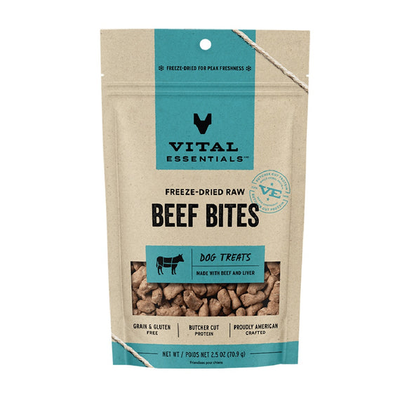 Vital Essentials Freeze-Dried Raw Beef Bites Dog Treats 70.9g