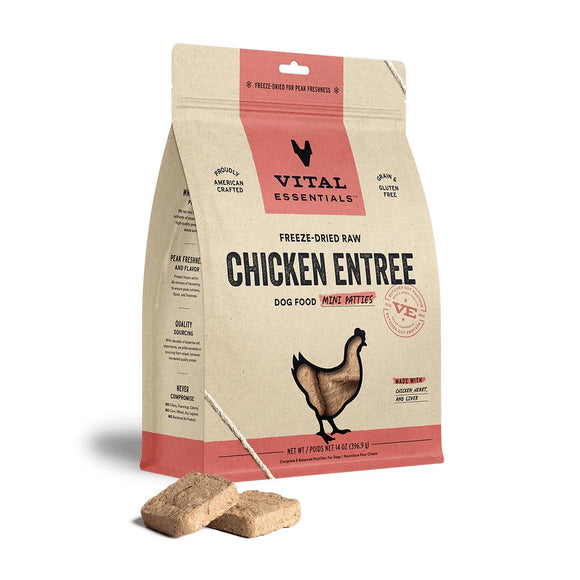 Vital Essentials Freeze-Dried Raw Chicken Mini Patties for Dogs 396g