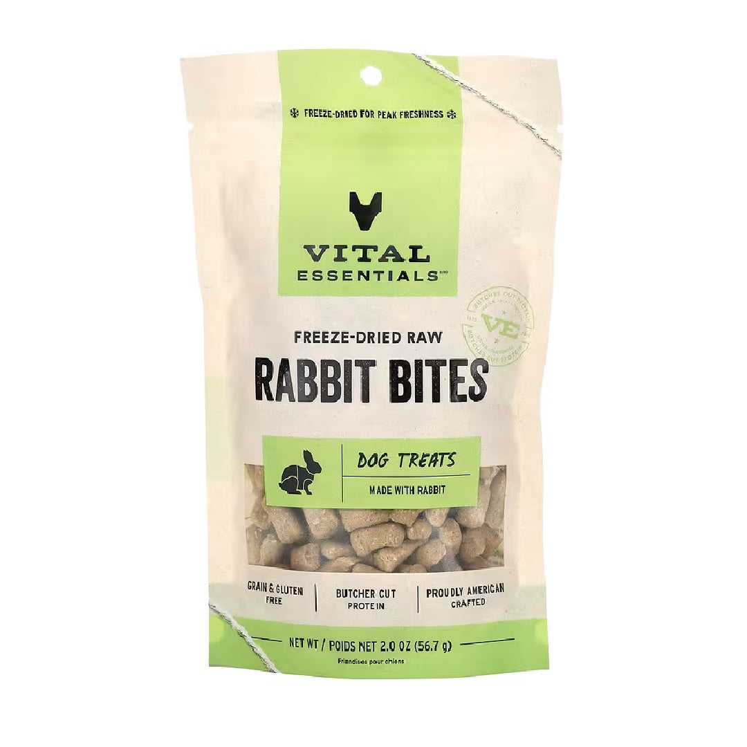 Vital Essentials Freeze-Dried Raw Rabbit Bites Dog Treats 56.7g – Bow ...