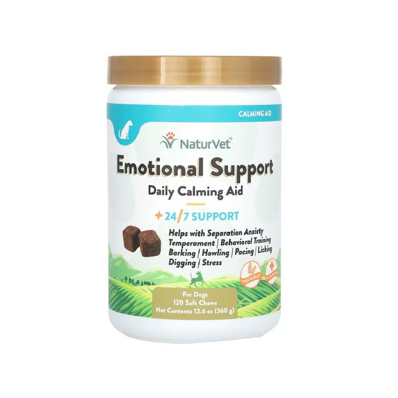 Naturvet Emotional Support Calming Aid for Dogs 120 Soft Chews