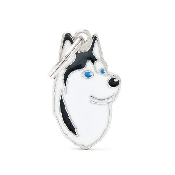 My Family Friends Black and White Husky Pet ID Tag