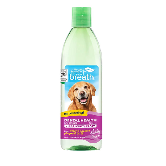 Tropiclean Fresh Breath Dental Solution Hip & Joint Support for Dogs 473ml