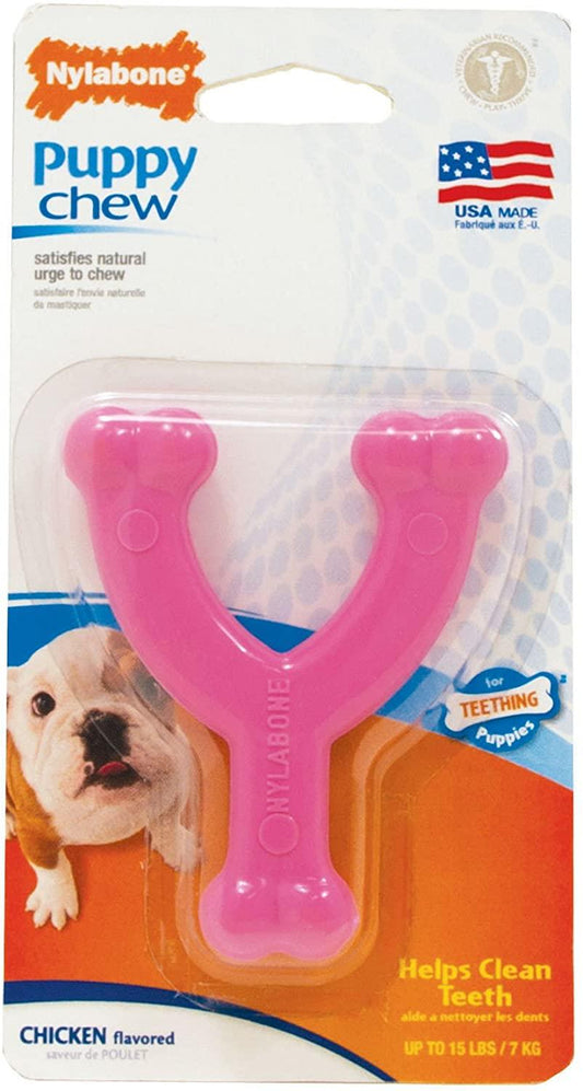 Nylabone Puppy Chew Toy Wishbone Chicken Flavor