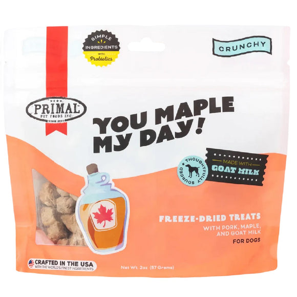Primal Pet Food Freeze-Dried Pork, Maple, and Goat Milk Dog Treats 57g