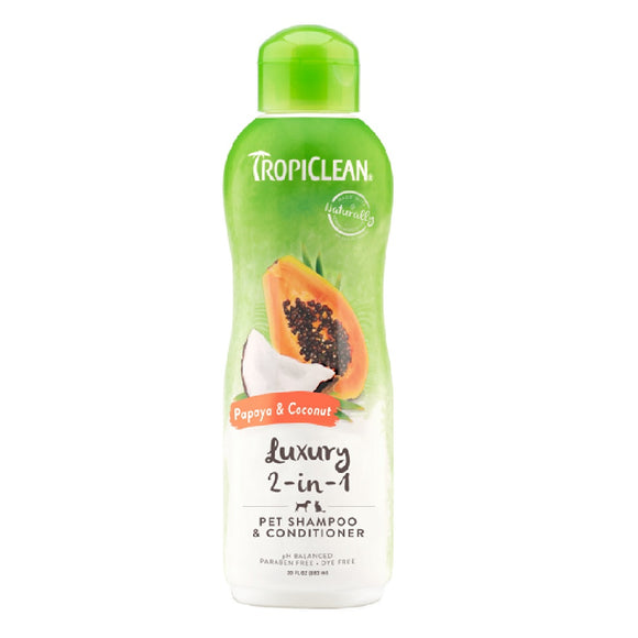 Tropiclean Luxury Papaya Coconut 2 in 1 Dog Shampoo and Conditioner 592ml