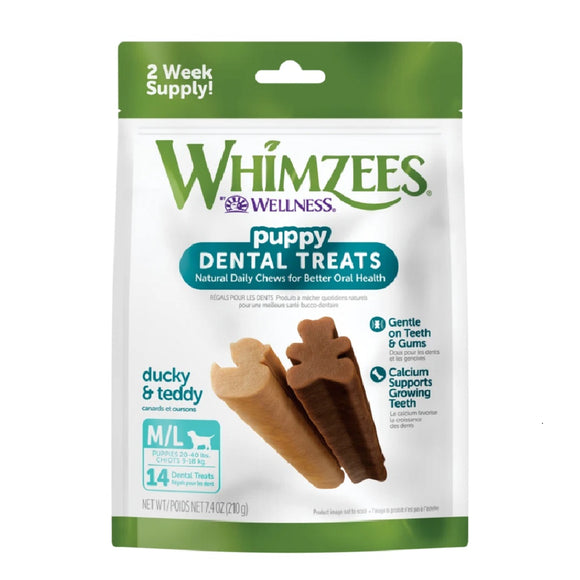 Whimzees Natural Dental Chews Puppy Medium/Large 14 Ct 210g