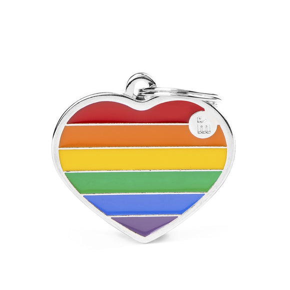 My Family Rainbow Big Heart Pet ID Tag