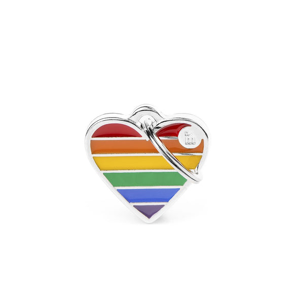 My Family Rainbow Small Heart Pet ID Tag