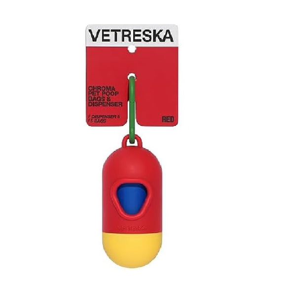 Vetreska Chroma Pet Poop Bag and Dispenser Set Red