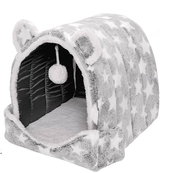 FurHaven Cat Bed Cozy Cave Stars Gray Small
