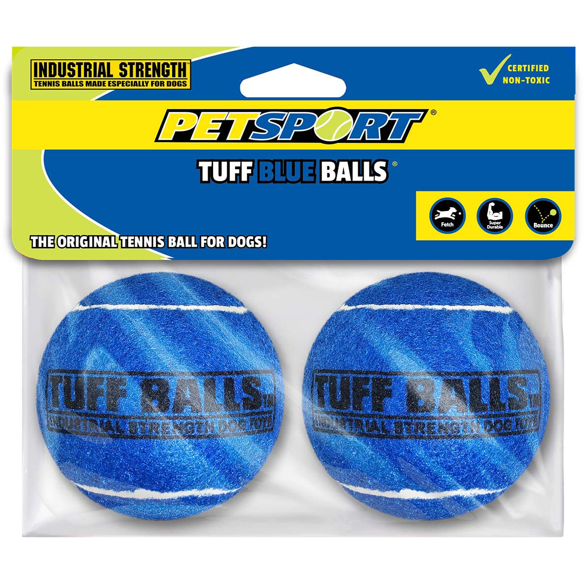 Petsport Dog Toy Tennis Ball Tuff Blue 2 Pk