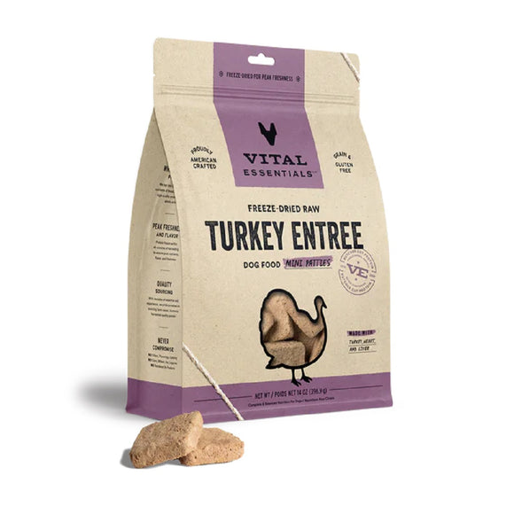 Vital Essentials Freeze-Dried Raw Turkey Mini Patties for Dogs 396g