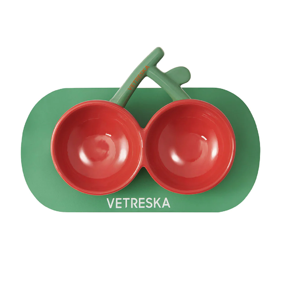 Vetreska Cherry Ceramic Pet Bowl