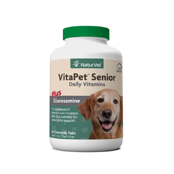 Naturvet Vitapet Senior Daily Vitamins + Glucosamine for Dogs 60 Chewable Tablets