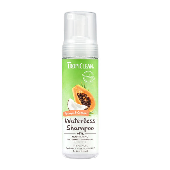 Tropiclean Papaya Coconut Deodorizing Waterless Dog Shampoo 220ml