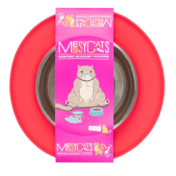 Messy Cat Single Silicone Cat Feeder with Stainless Steel Bowl