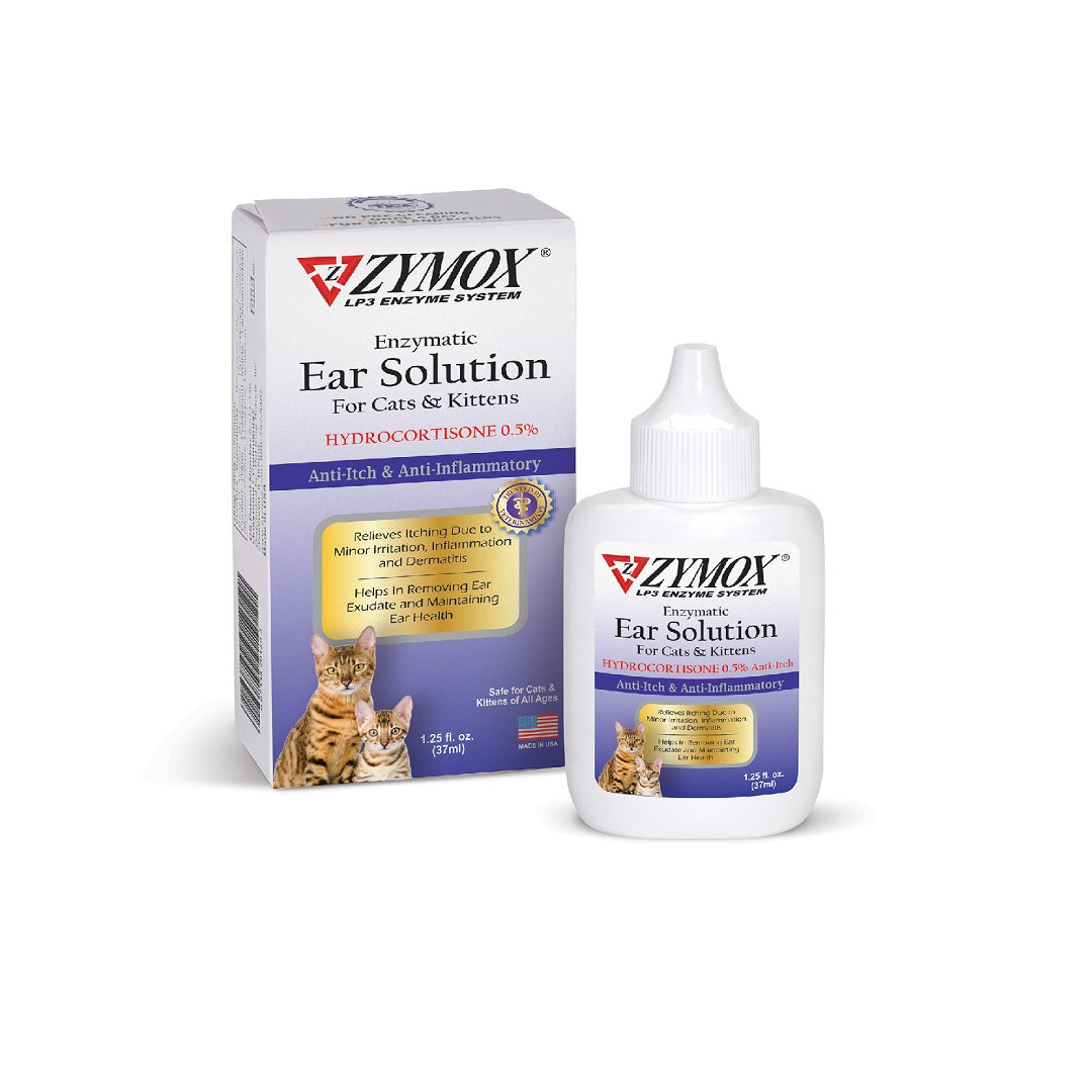 Zymox Enzymatic Ear Solution with Hydrocortisone for Cats 37ml Bow Wow