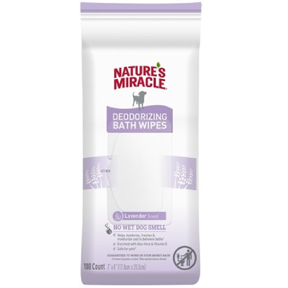 Nature's Miracle Deodorizing Bath Wipes Lavender 100 ct