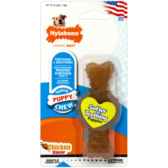 Nylabone Dog Toy Pup Chew Ring Bone Chicken Petite