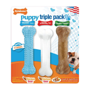 Nylabone Dog Toy Puppy Starter Kit Blue 3 Ct
