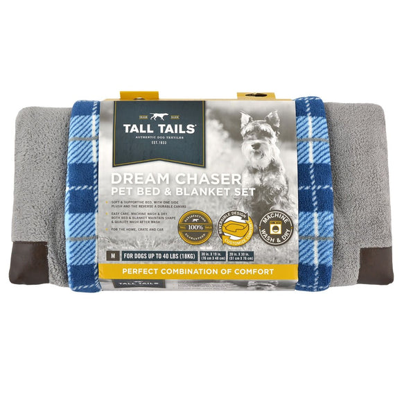 Tall Tails Dream Chaser Bed & Blanket Set Blue Medium