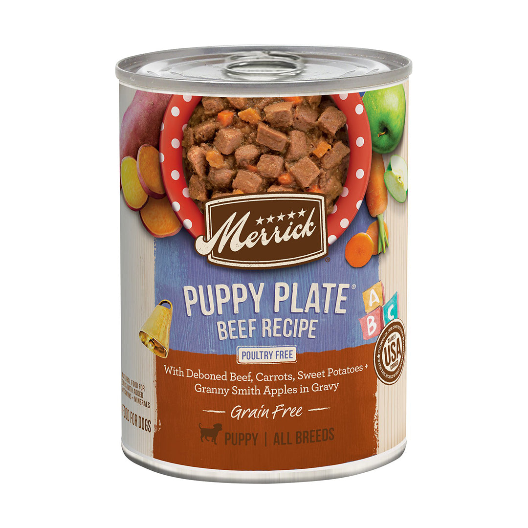 Merrick Classic Dog Wet Food Grain Free Puppy Plate Beef 360g